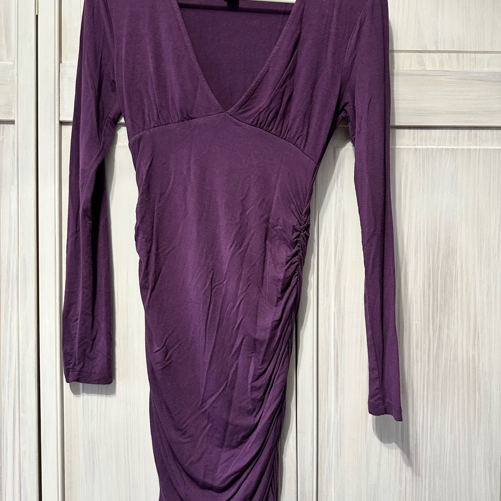 Elegant Purple Long Sleeve Dress